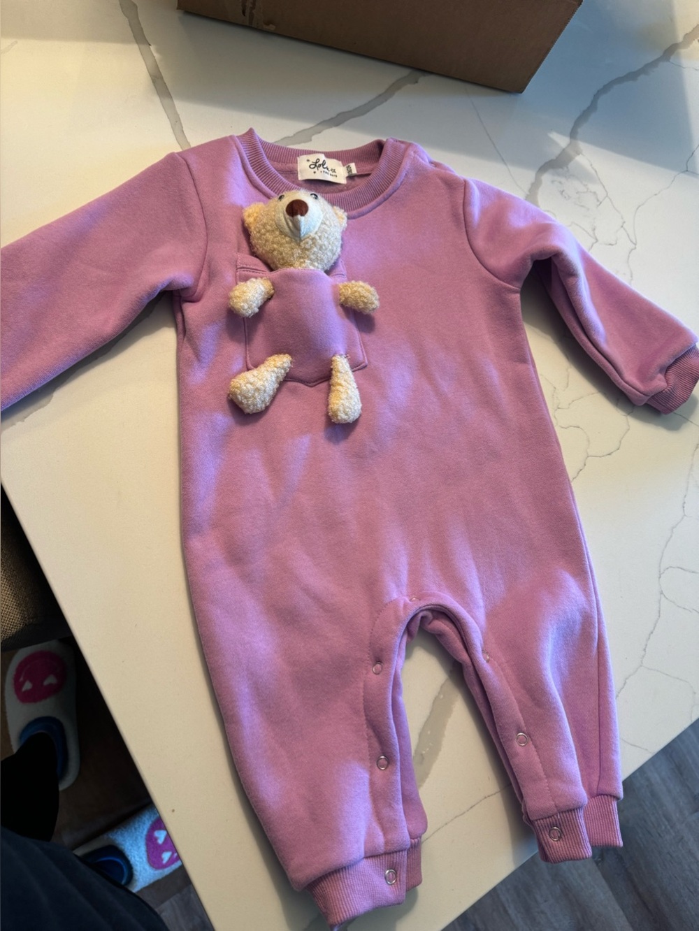 lola + the boys teddy buddy bear onsie 18-24mo NWT